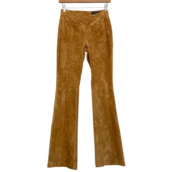 BLANK NYC Patch Pocket Mini Boot Pants Stretch Faux Suede Toasted Caramel Brown - Picture 6 of 12